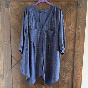 Denim 24/7 Navy Blue Polka Dot Tunic Top